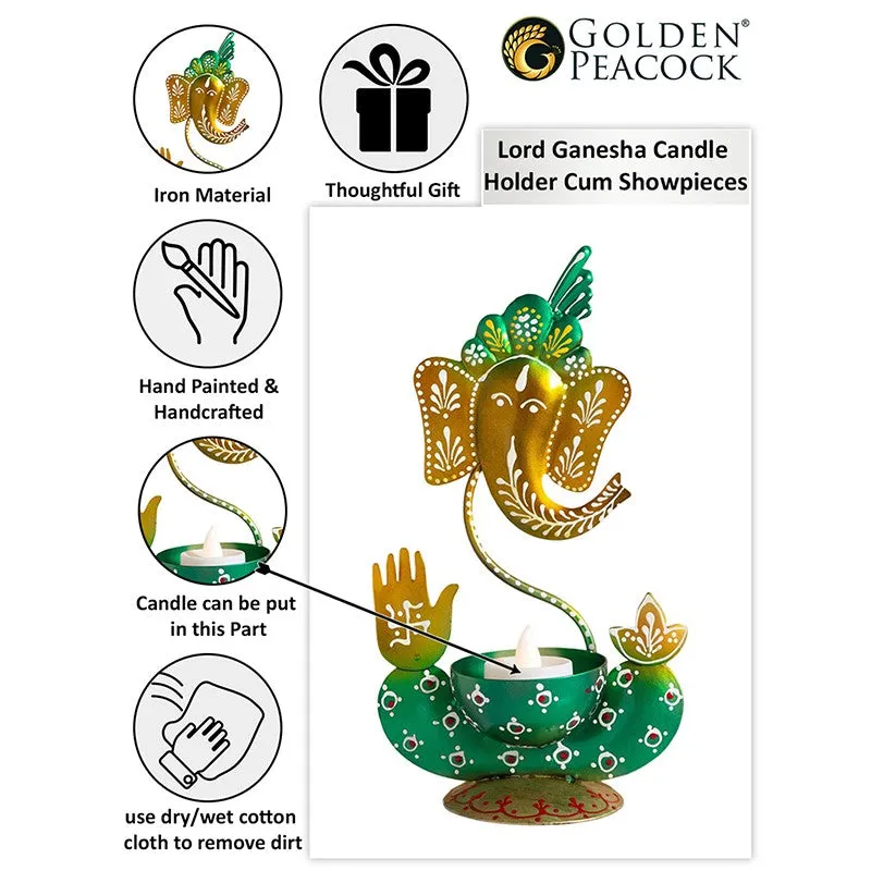 Ganesha Handpainted Tea Light Candle Holder - Black media 5