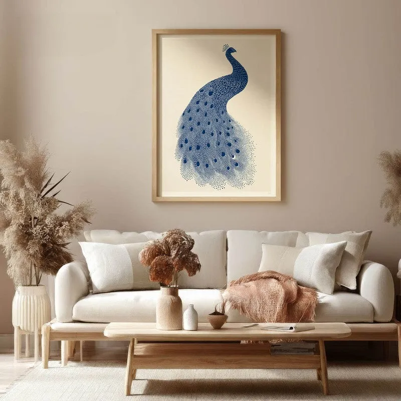 Minimal Peacock Motif Canvas Wall Painting With Brown Frame media 7