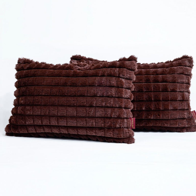 Frost Waffle Brown Cushion Cover (Rectangle)  Set of Two media 7