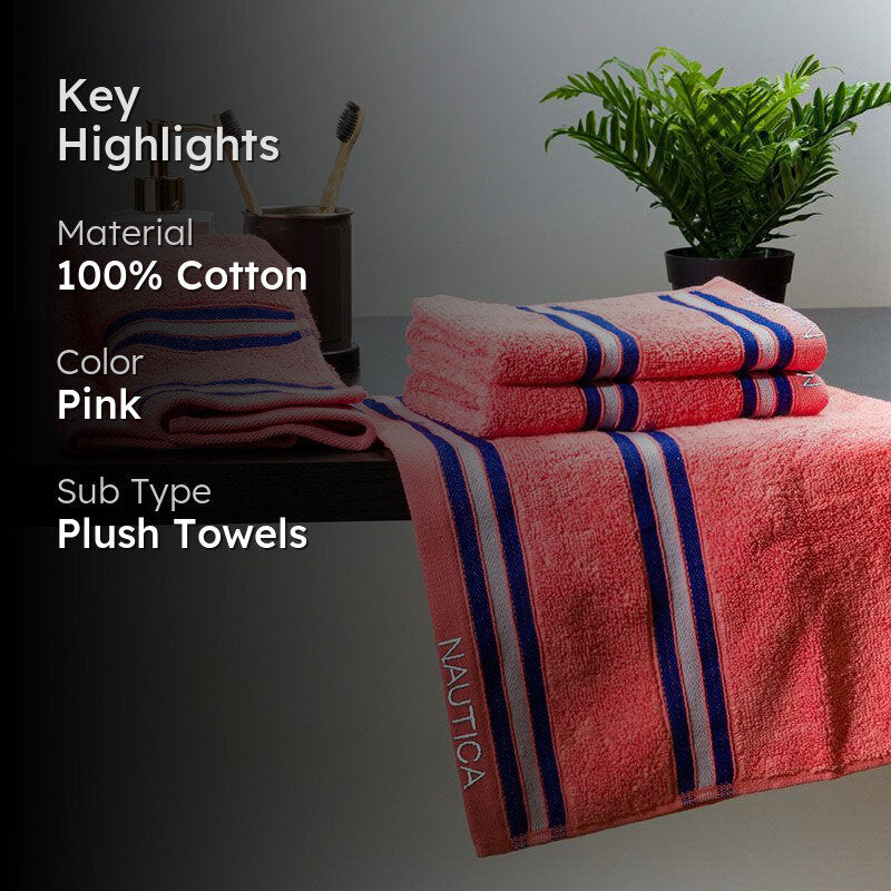 Nautica Dove Dual Down Cotton Hand Towel (Coral) - Set Of Four image 2