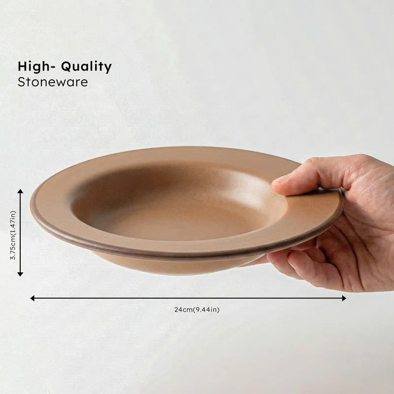 Whimsi Ceramic Pasta Plate (Brown,350 mL Each) - Set Of Two media 8
