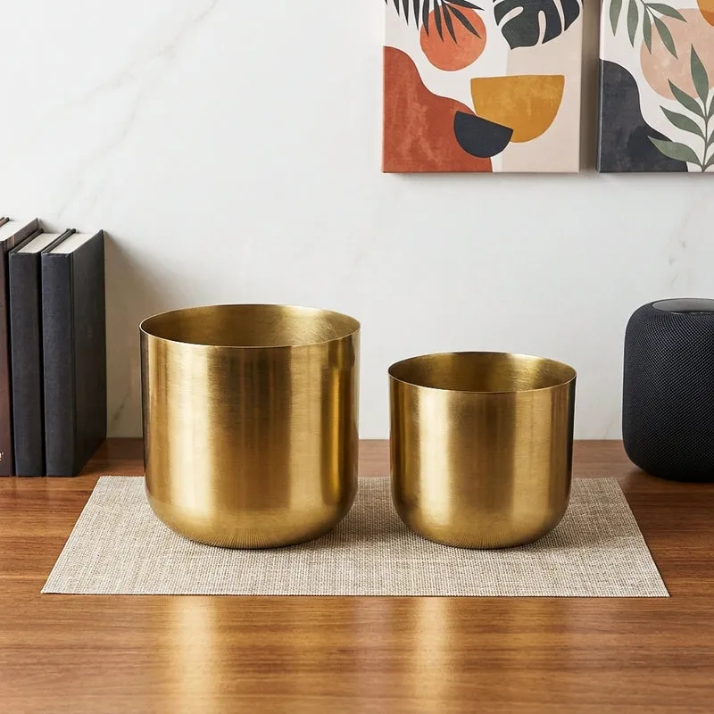 Luxe Glow Planter (Gold) - Set Of Two media 1