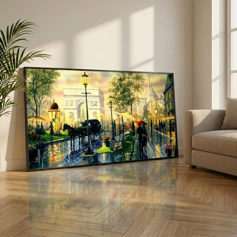 Parisian Romance Canvas Wall Painting With Frame