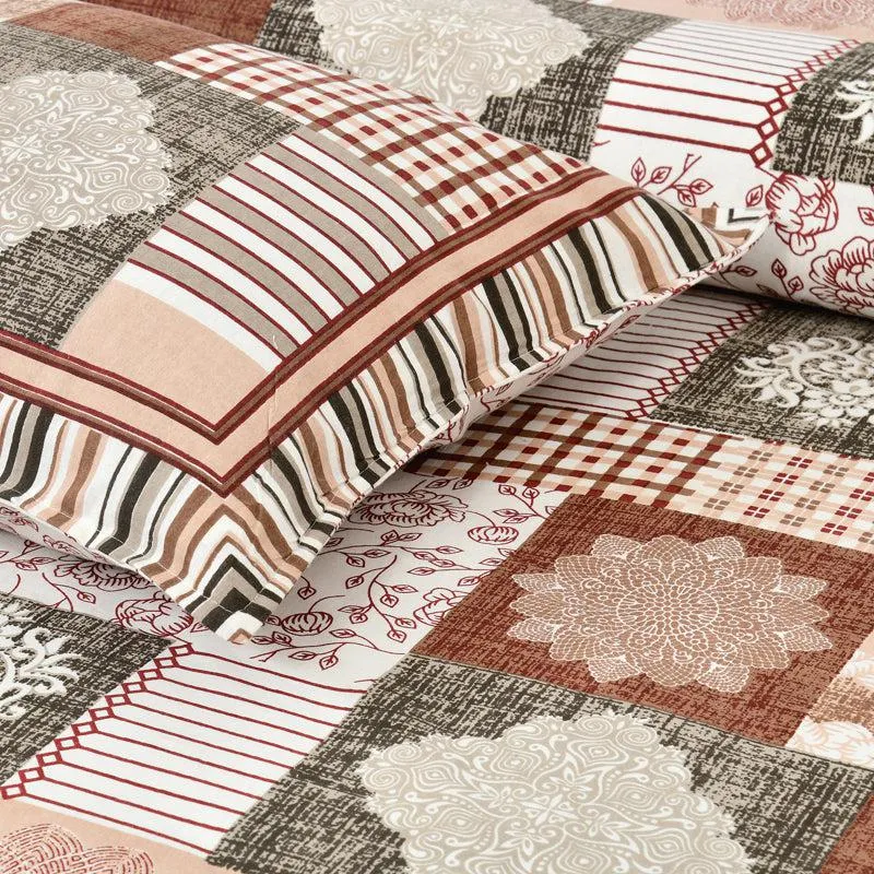 Aankhen Ethnic Cotton Bedsheet (Maroon,White) - 160 TC media 5