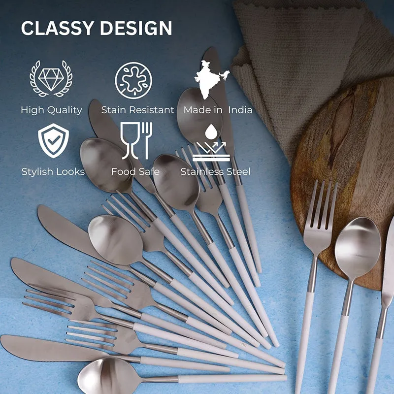 Stirling Stainless Steel Spoon Set (Silver & White) - Set Of Six media 7