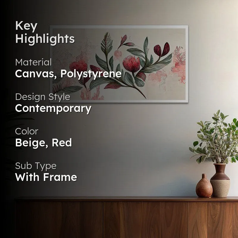 Arelia Floral Canvas Wall Painting With Frame media 2