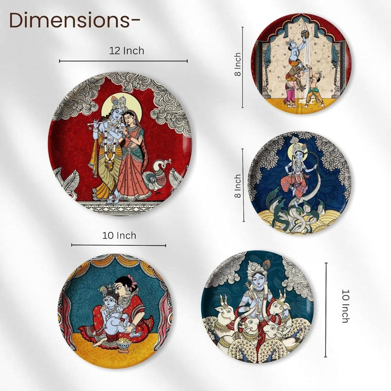 Radha Krishna Metal Wall Plates - Set Of Five media 8