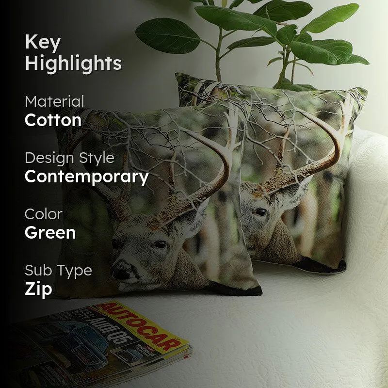Danu Cotton Cushion Cover (Green) - Set Of Two media 2