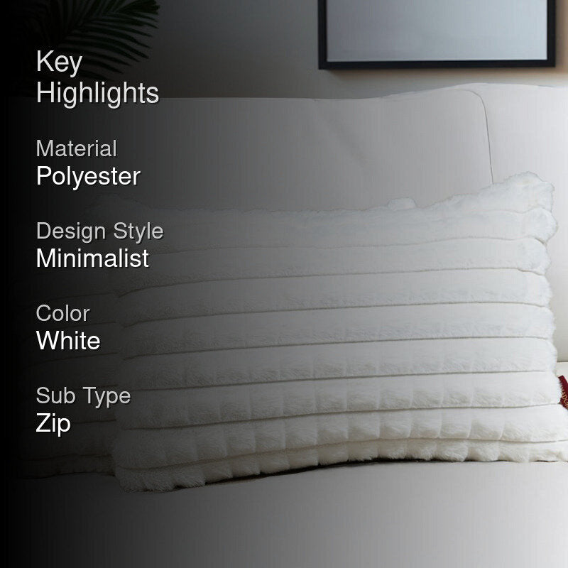 Frost Waffle White Cushion Cover (Rectangle)  Set of Two media 2
