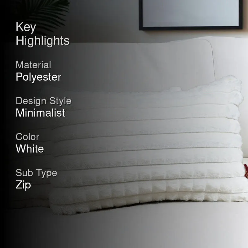 Frost Waffle White Cushion Cover (Rectangle) Set of Two media 2