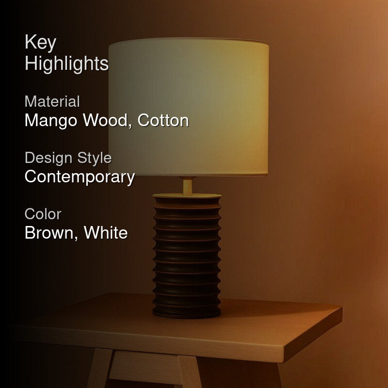 Boho Disc Mango Wood Table Lamp media 2