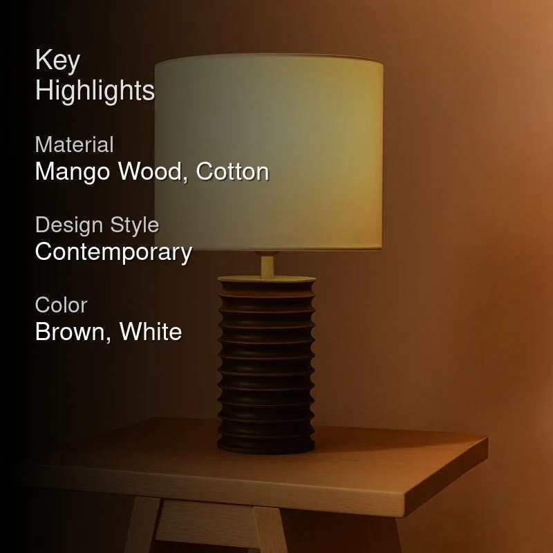 Boho Disc Mango Wood Table Lamp media 2