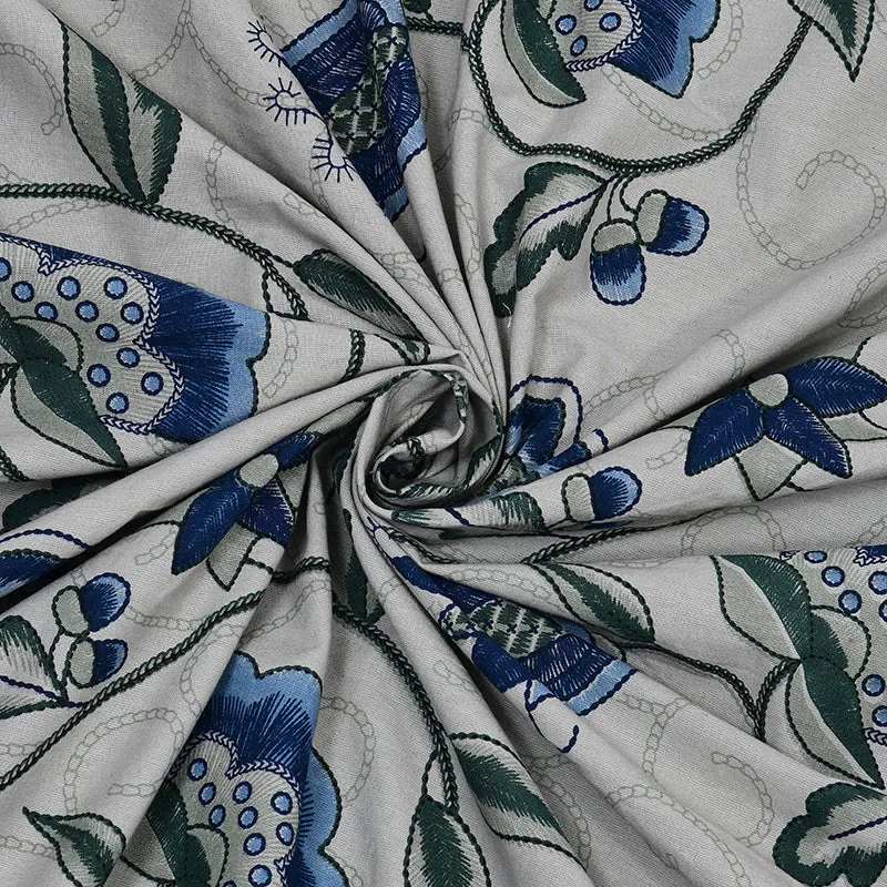 Aishaani Ethnic Cotton Bedsheet (Grey,Blue) - 180 TC media 6
