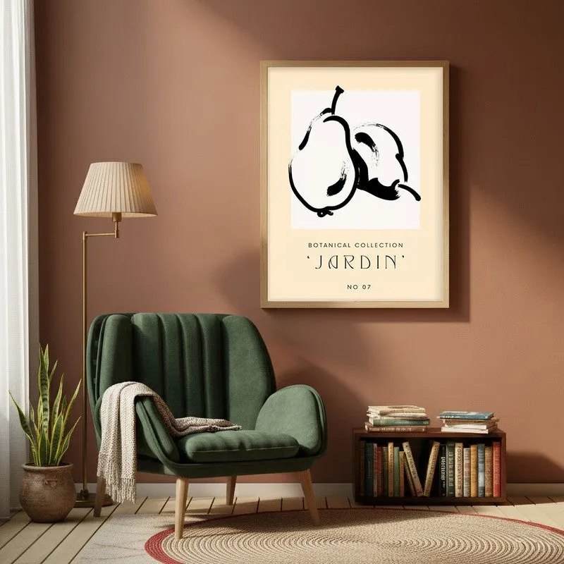 Pear Study Canvas Wall Painting With Brown Frame media 1