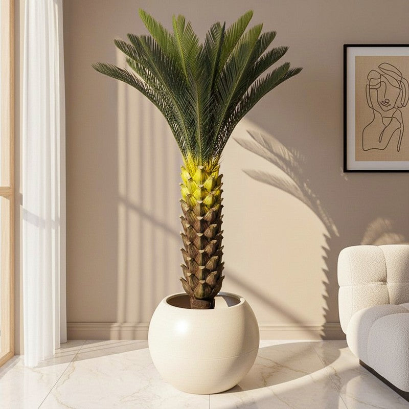 Japanese Sago Palm Artificial Plant With Black Plastic Pot