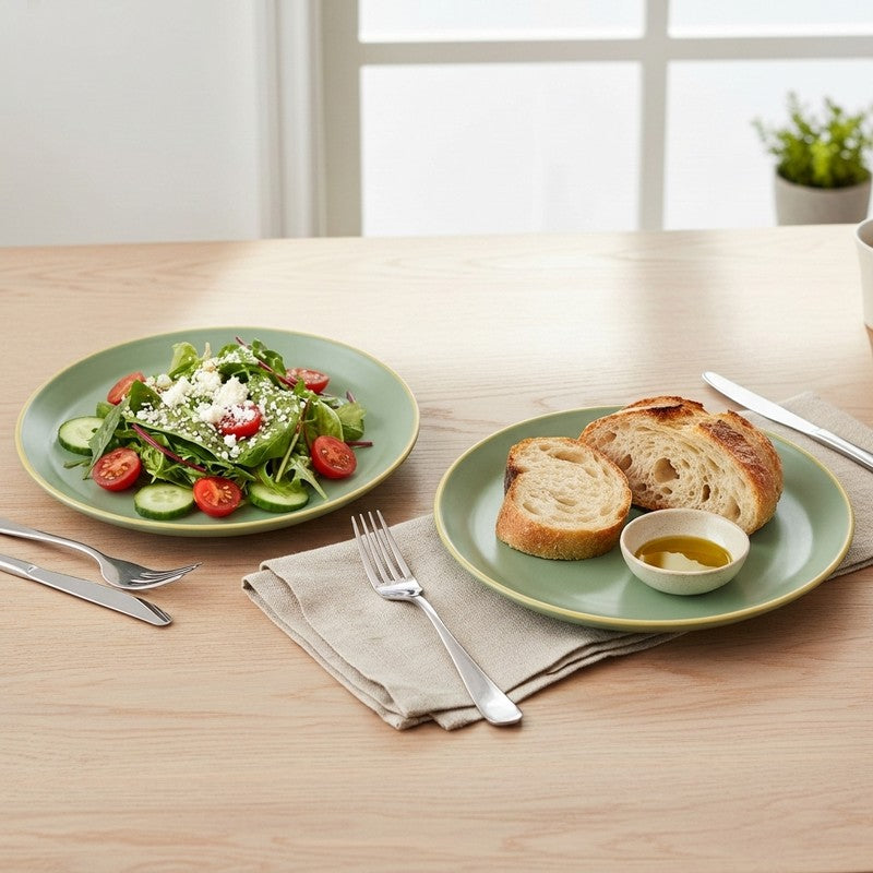 Ceramic Dinner Plates (Green) - Set of Two
