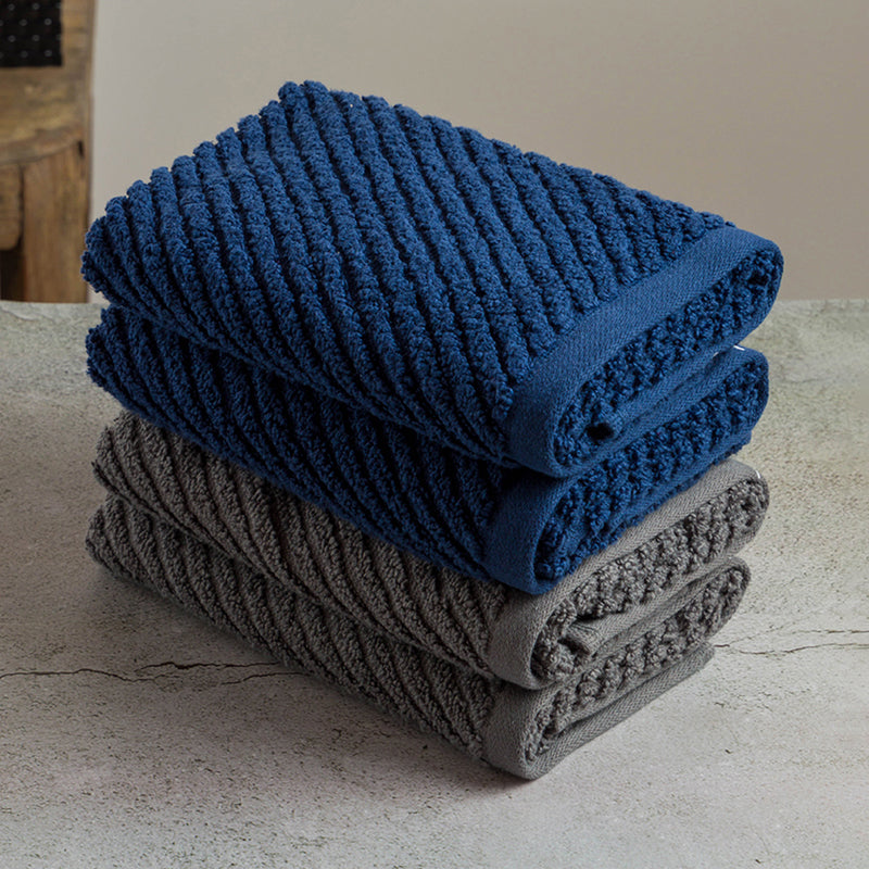 Nautica Riviera Soft Cotton Hand & Face Towel (Navy Blue & Dark Grey) - Set Of Four media 4