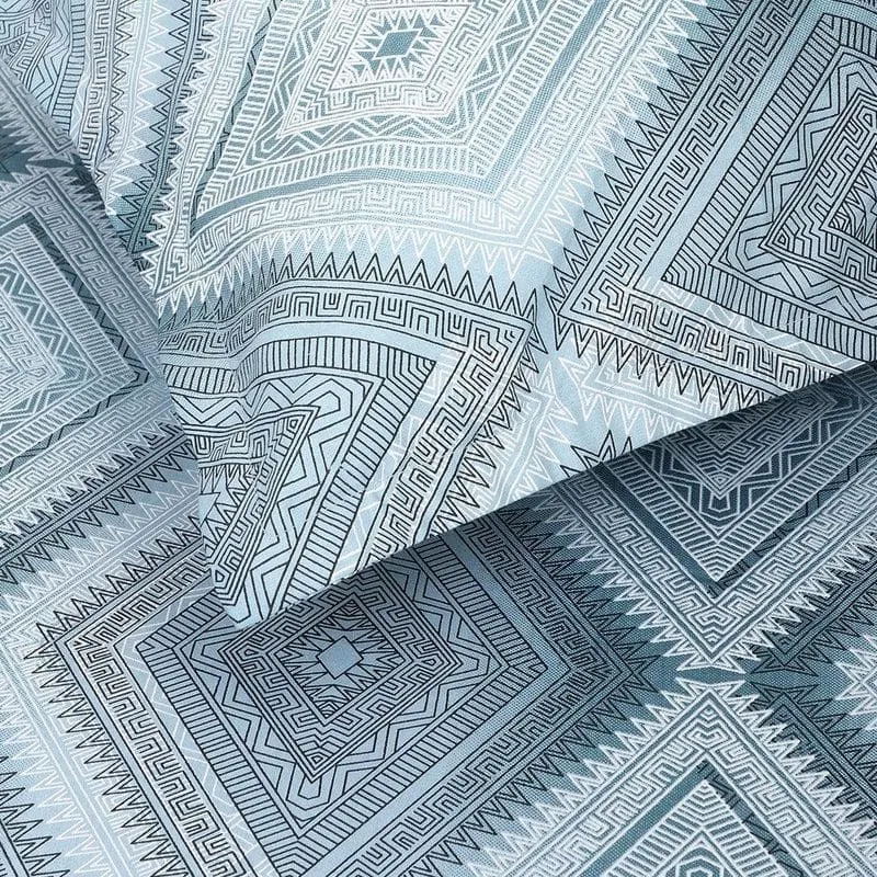 Swayam Blue Grey Labyrinth Cotton Bedsheet - 180 TC media 3