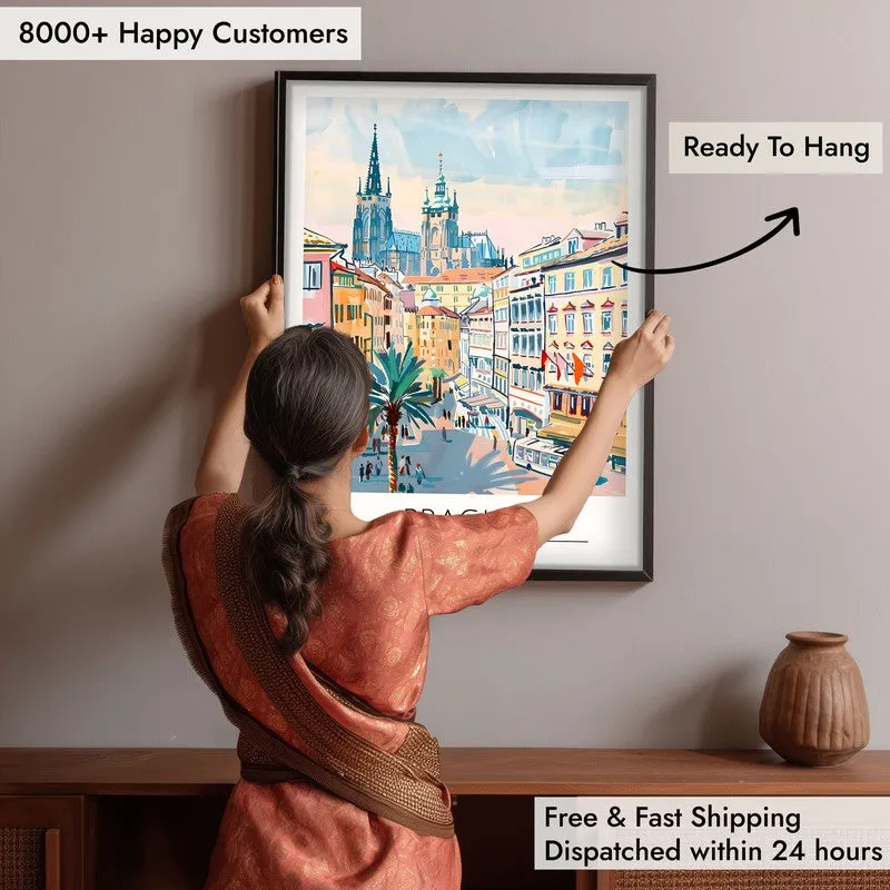 Vintage Prague Framed Canvas Wall Painting media 6