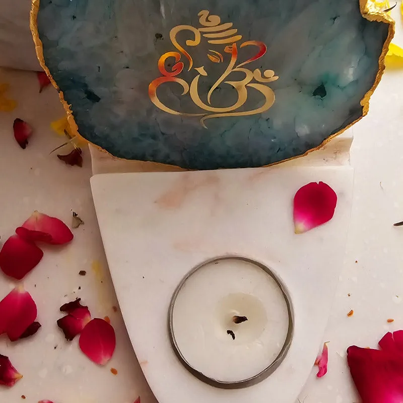 Vinayaka Agate & Marble Tealight Candle Holder - Green media 3