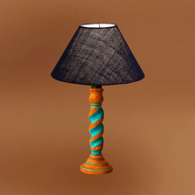 Elara Lumo Wooden Table Lamp - Blue media 7