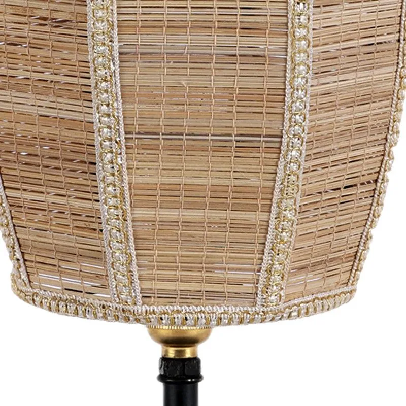 Vida Wooden Table Lamp With Bamboo Shade - Beige,Brown media 3