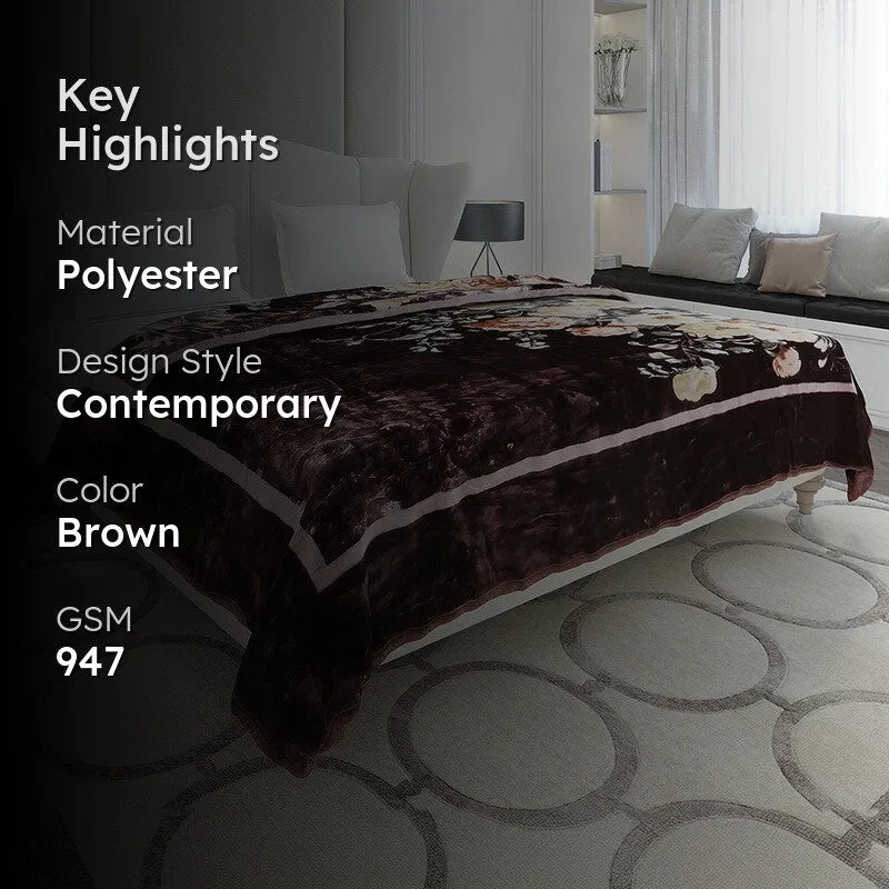 Monte Carlo Midnight Blossom Blanket (Brown) - 947 GSM media 2