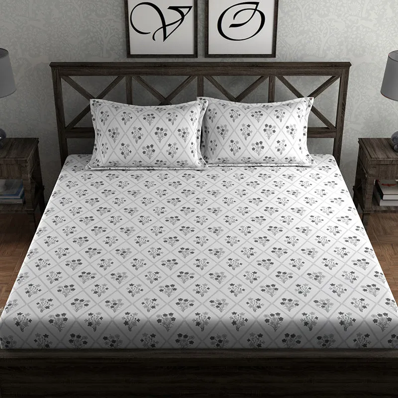 Lindir Fitted Microfiber Microfiber Bedsheet (Grey) - 150 GSM media 4