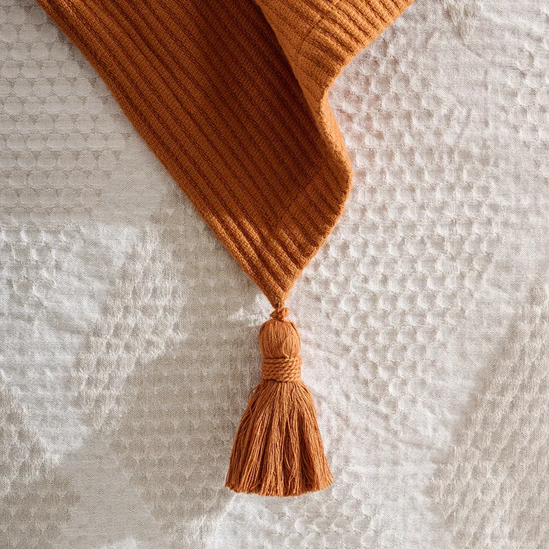 Nestlin Tassled Throw - Rust Brown media 3