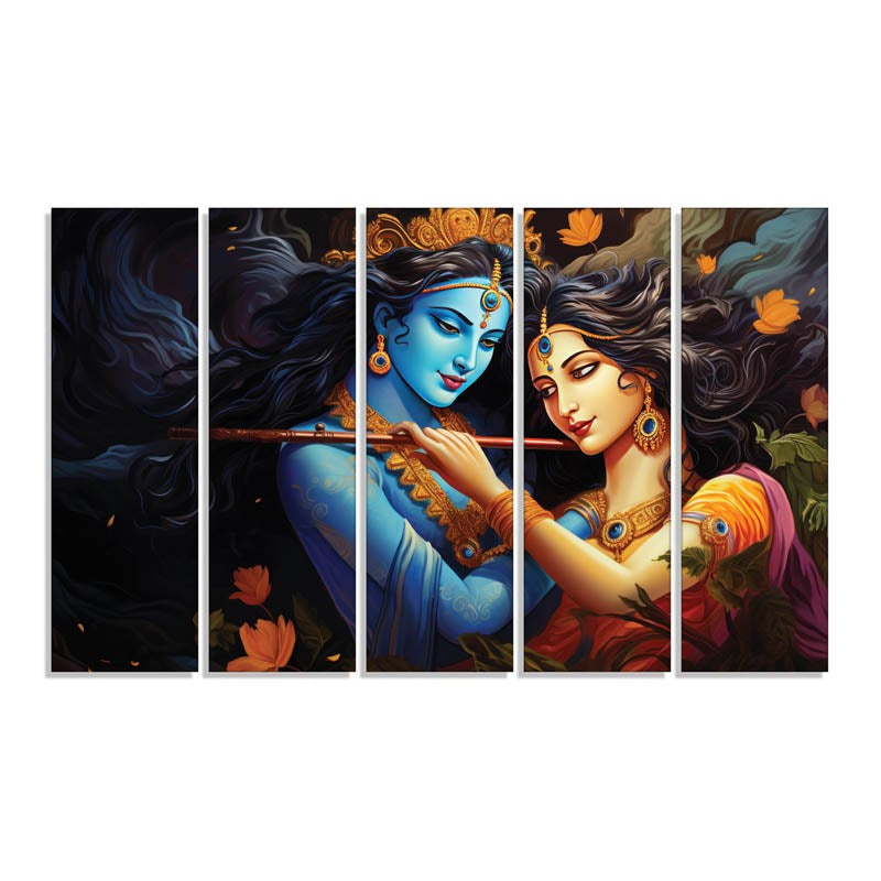 Krishna Radha Wall Painting - Set Of Five media 4