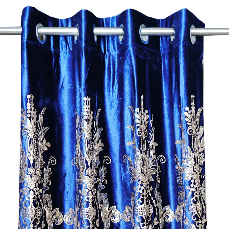Royal Blue Elegance Curtain - Set Of Two media 3