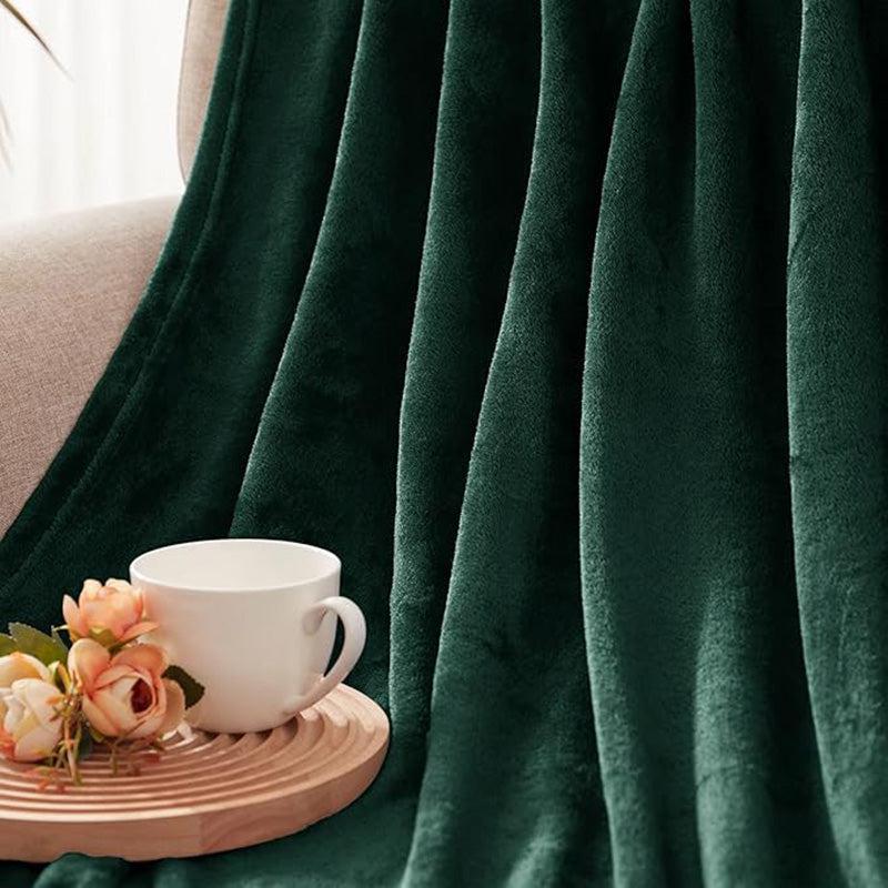 Sarva Solid Knitted Cotton Flannel Blanket (Dark Green) - 190 GSM media 6
