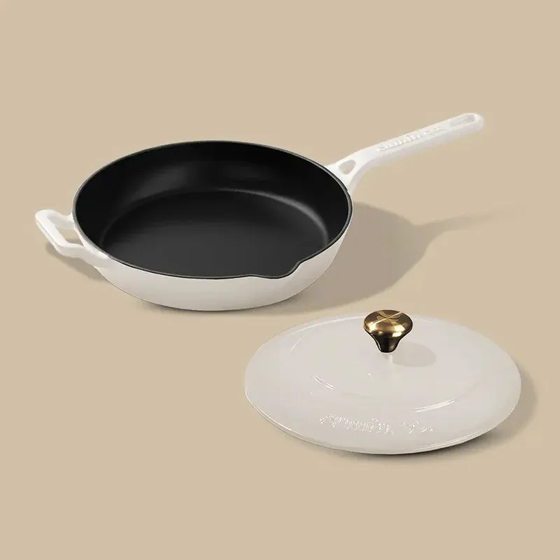 Cumin Co Enamel Cast Iron Frying Pan (1900 mL) - White media 5