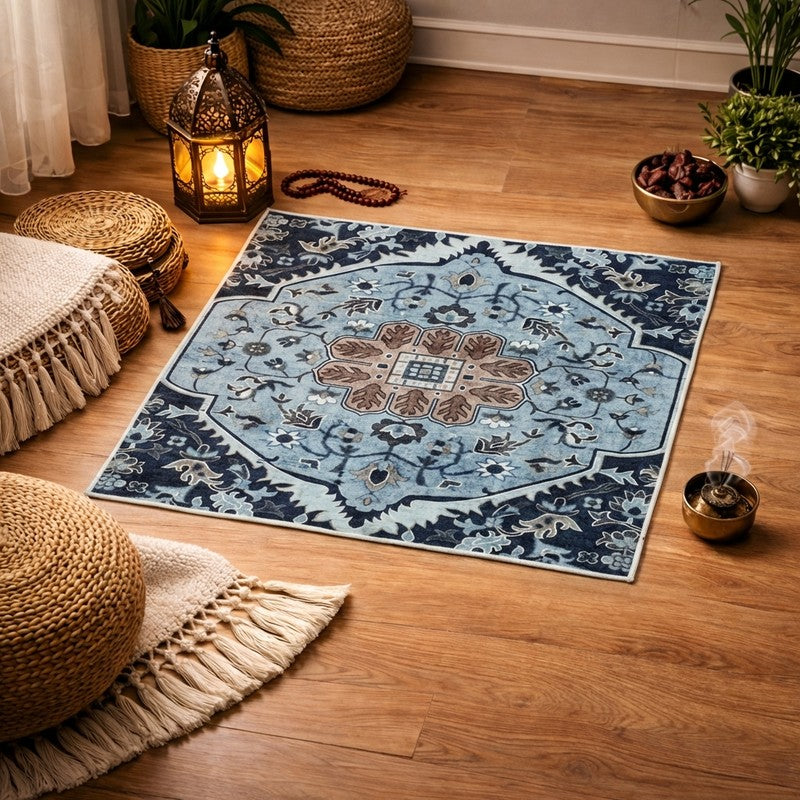 Barakah Ethnic Prayer Mat (Blue) - 550 GSM