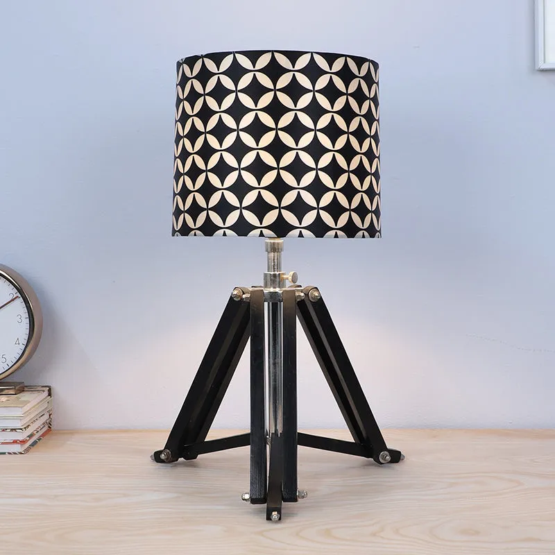 Tatania Printed Tripod Mango Wood Table Lamp - Black,White media 2