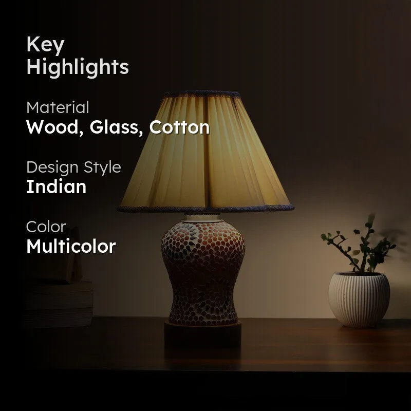 Aranya Pleated Wooden Table Lamp - Multicolor media 2