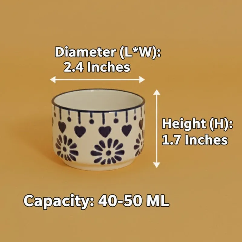 UrbanSip Ceramic Dip Bowls (Blue,White ,40 mL Each) - Set Of Four media 8