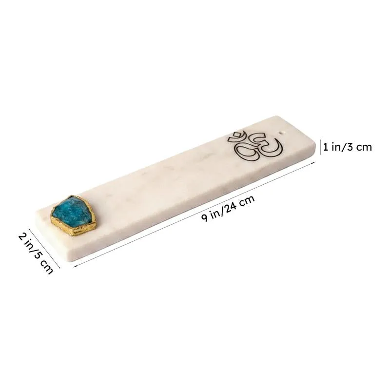Om Marble Incense Holder With Agate Plating - Turquoise Blue media 6