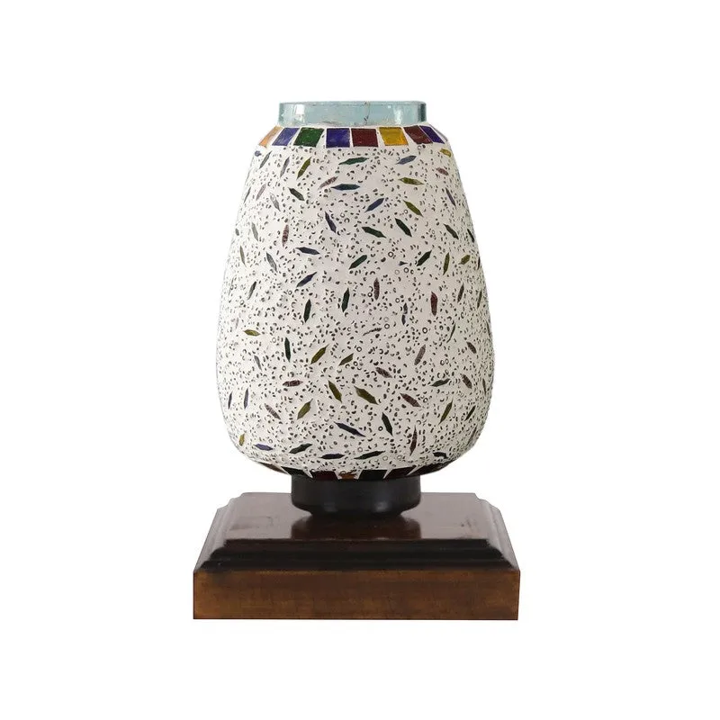Glimvar Glass Table Lamp With Wooden Base - Multicolor media 6