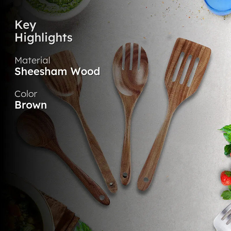 Naturva Sheesham Wood Serving Spoon - Four Piece Set media 2