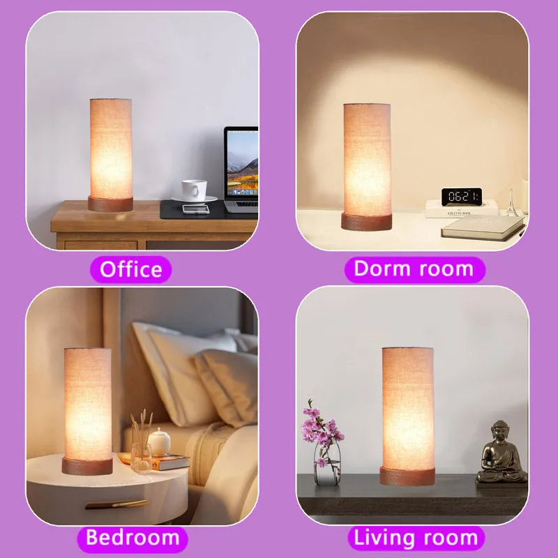 Nyra Tower Wooden Table Lamp - Grey,Brown media 5