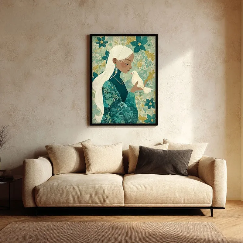 Mystiflora Canvas Wall Painting - Black Frame media 1