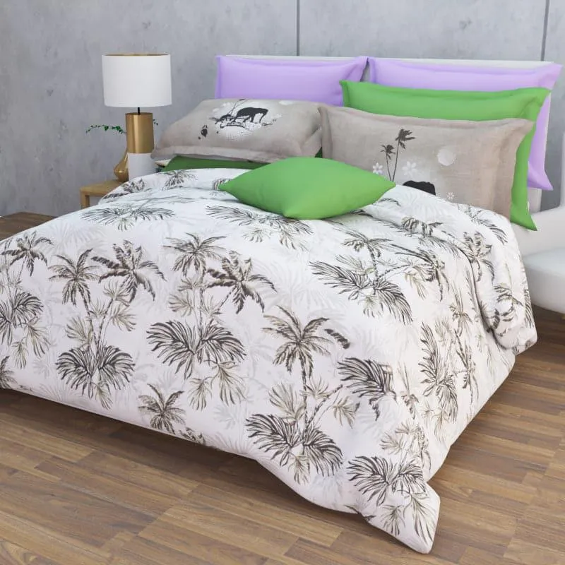 Tropical Paradise Cotton Bedsheet (Buff) - 180 TC media 1