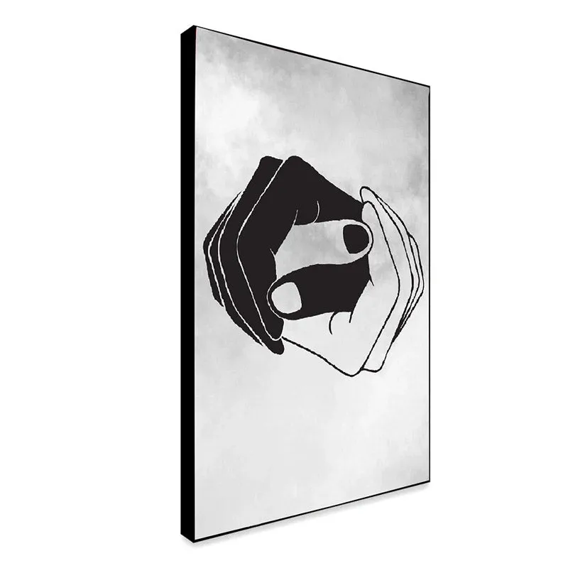 Monochrome Hands Wall Painting With Frame media 5