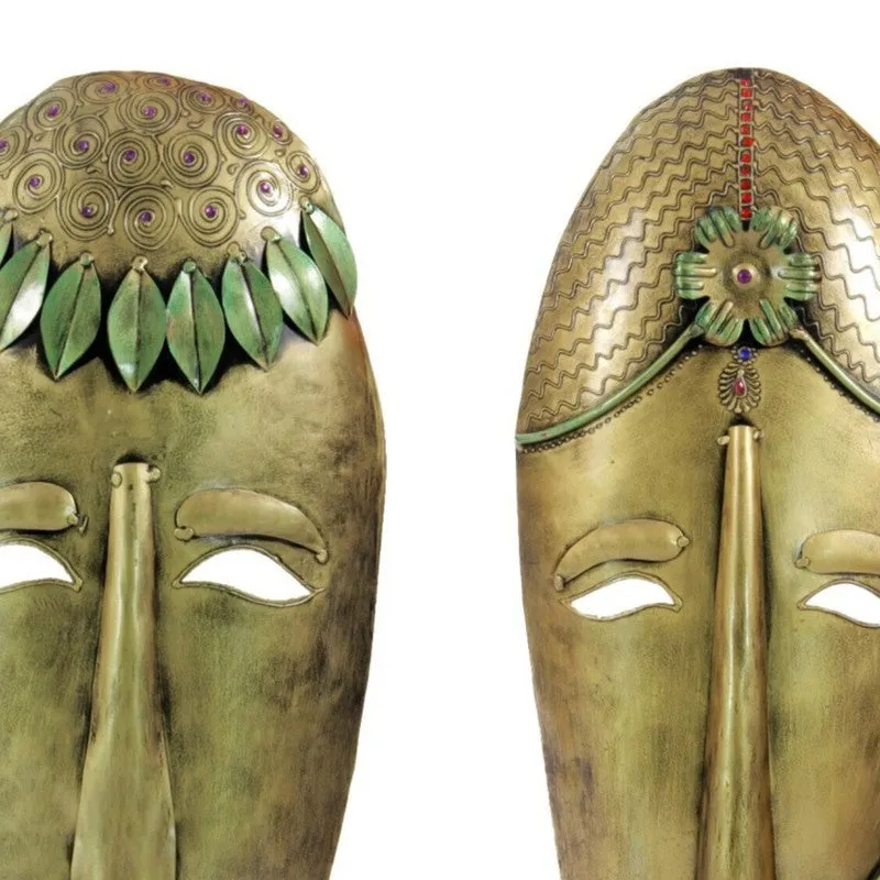 Tribal Mask Pair Iron Wall Accents - Set Of Two media 4