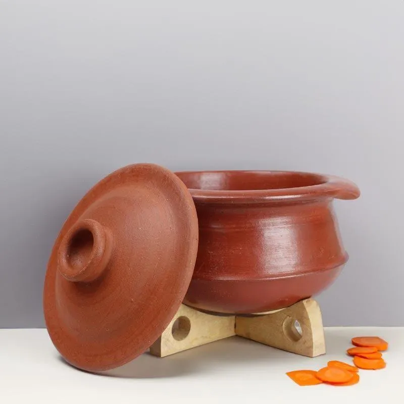 Denara Clay Pot With Lid Brown 2000 mL / 8 Inches media 3