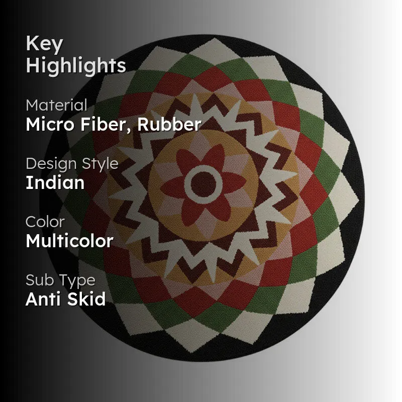 Onyx Mandala Rangoli Micro Fibe Rug media 2