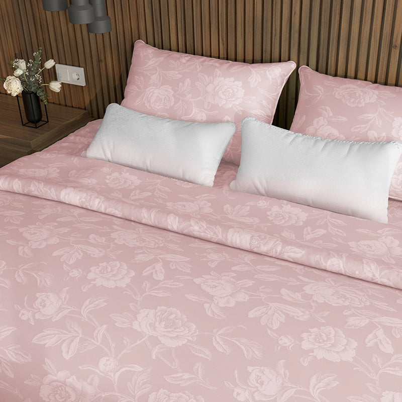 Blooming Rose Jacquard Duvet Cover - Cameo Rose media 6