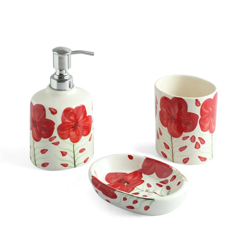 Scarlet Bloom Bathroom Set - Three Piece Set media 3