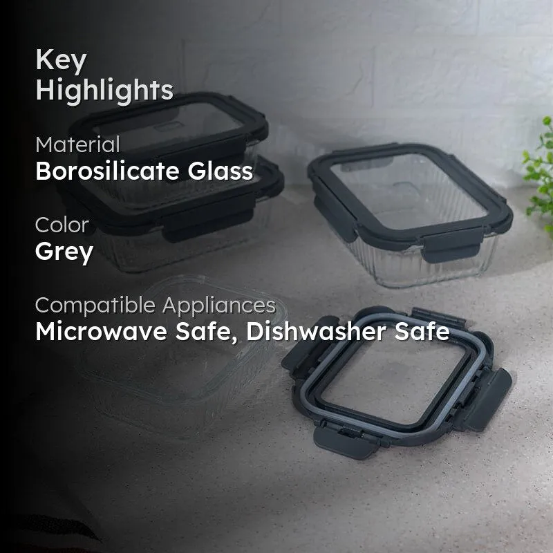 Giva Glass Lunch Box (640 ML /1040 ML)- Set Of Four media 2